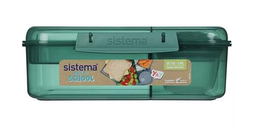 Grøn Sistema madkasse "Bento" med praktisk opdeling i flere niveauer