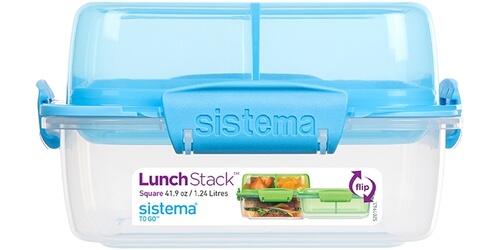 Sistema Lunch Stack Square 1,24 l klar - blå