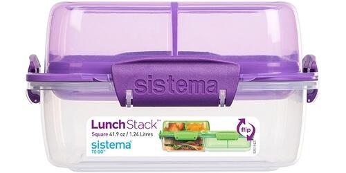 Sistema Lunch Stack Square 1,24 l klar - lilla