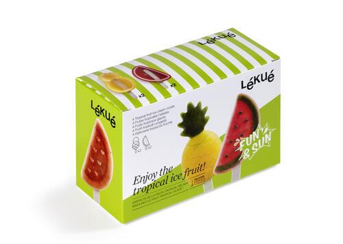 Lékué pakke med 4 tropiske isforme, emballage