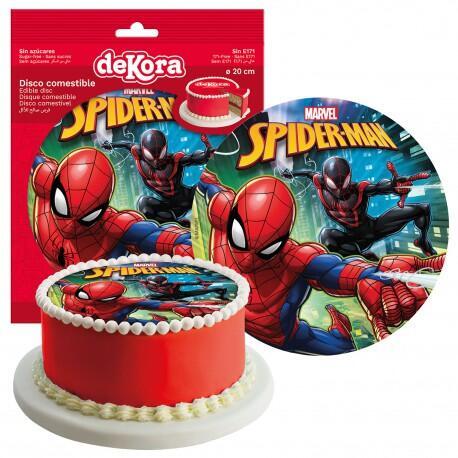 Spiderman sukkerprint på kage og indpakning