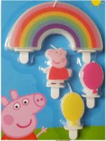 Gurli gris kagelys med regnbue og balloner
